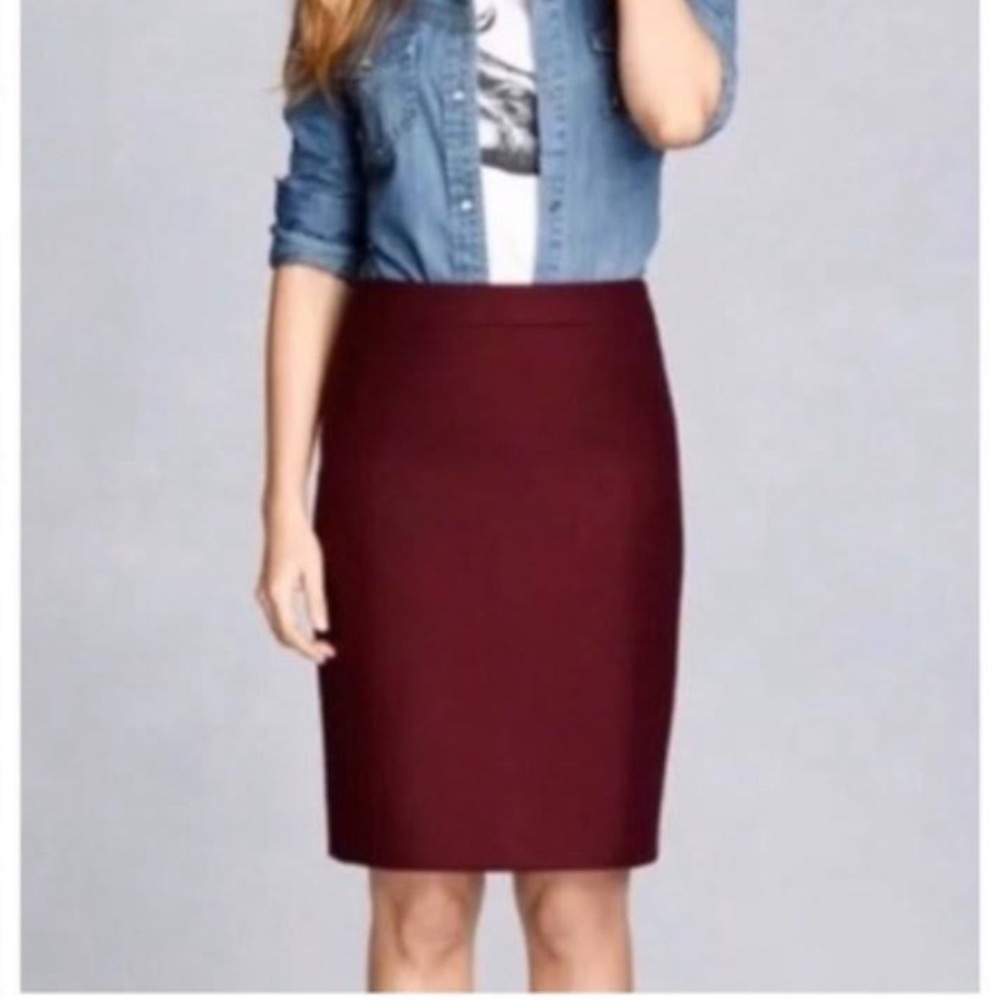 Red J Crew Pencil Skirt